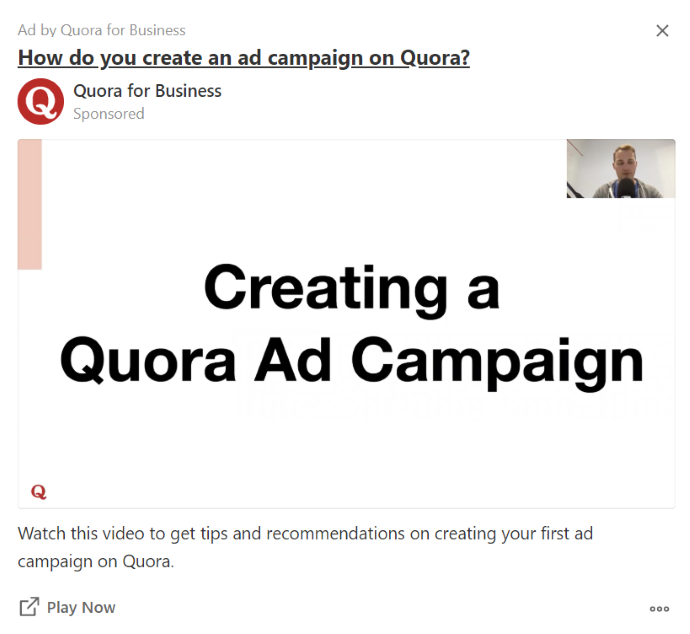 Quora advertising example 