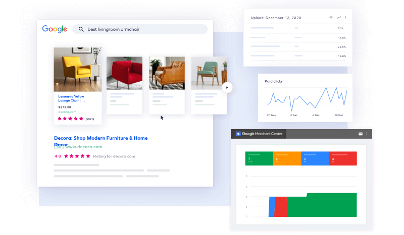 Online retailer reviewing Google Merchant Center diagnostics to resolve errors and increase product visibility in Shopping.